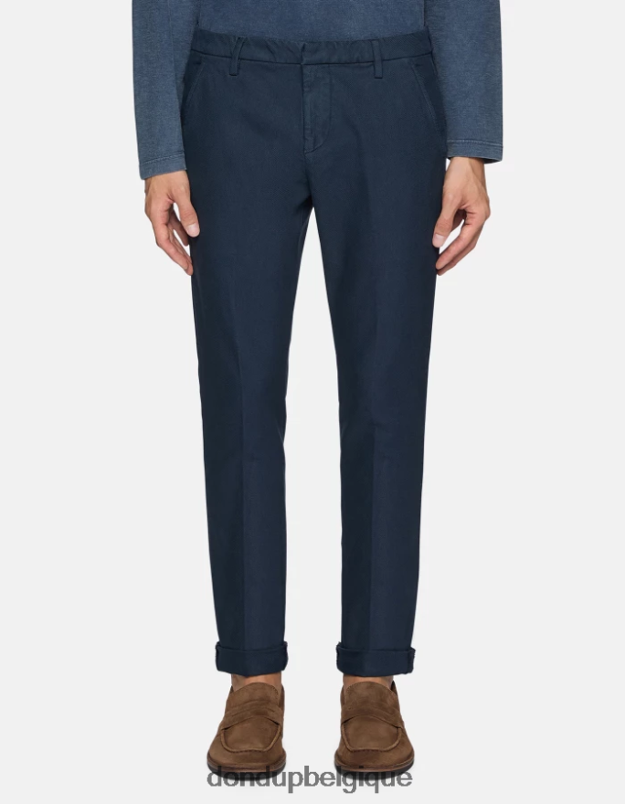 Hommes vêtements DONDUP bleu marine pantalon slim en coton gaubert 8826D0778