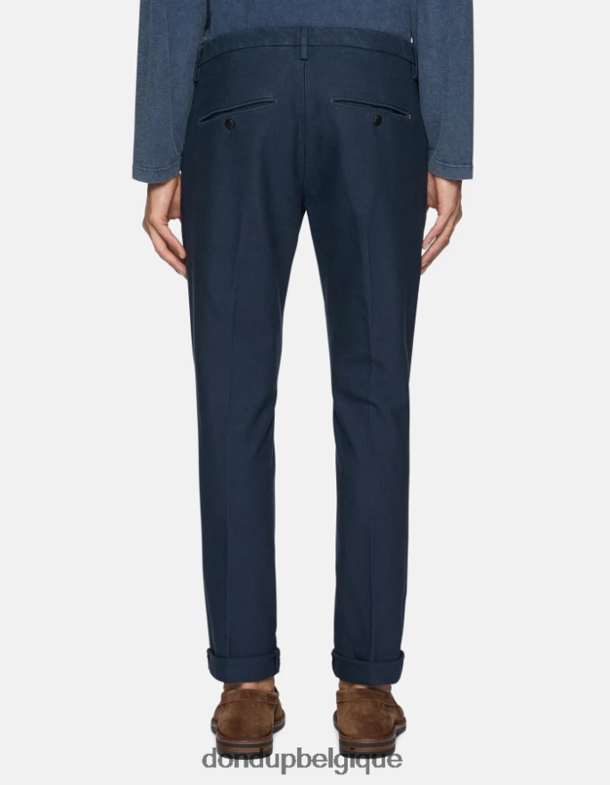 Hommes vêtements DONDUP bleu marine pantalon slim en coton gaubert 8826D0778