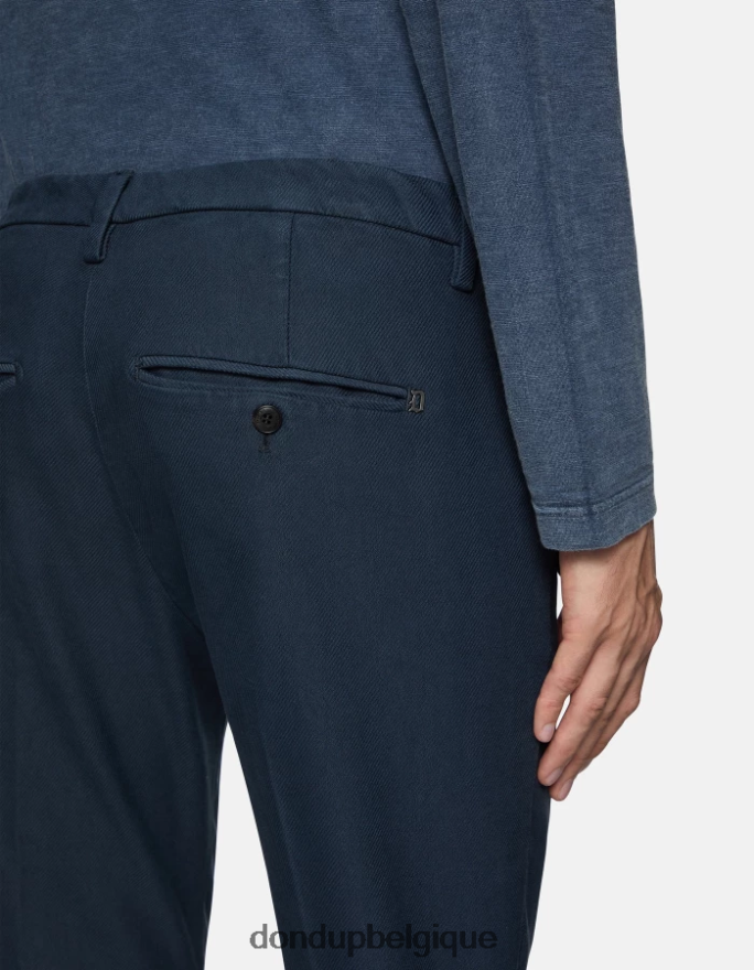 Hommes vêtements DONDUP bleu marine pantalon slim en coton gaubert 8826D0778