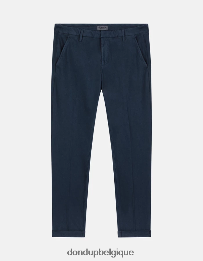 Hommes vêtements DONDUP bleu marine pantalon slim en coton gaubert 8826D0778