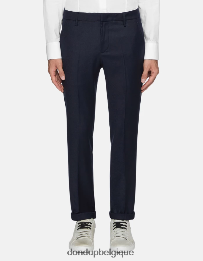 Hommes vêtements DONDUP bleu marine pantalon slim en flanelle gaubert 8826D0786