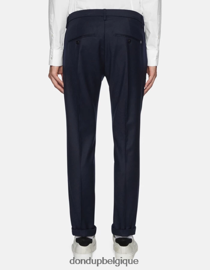 Hommes vêtements DONDUP bleu marine pantalon slim en flanelle gaubert 8826D0786