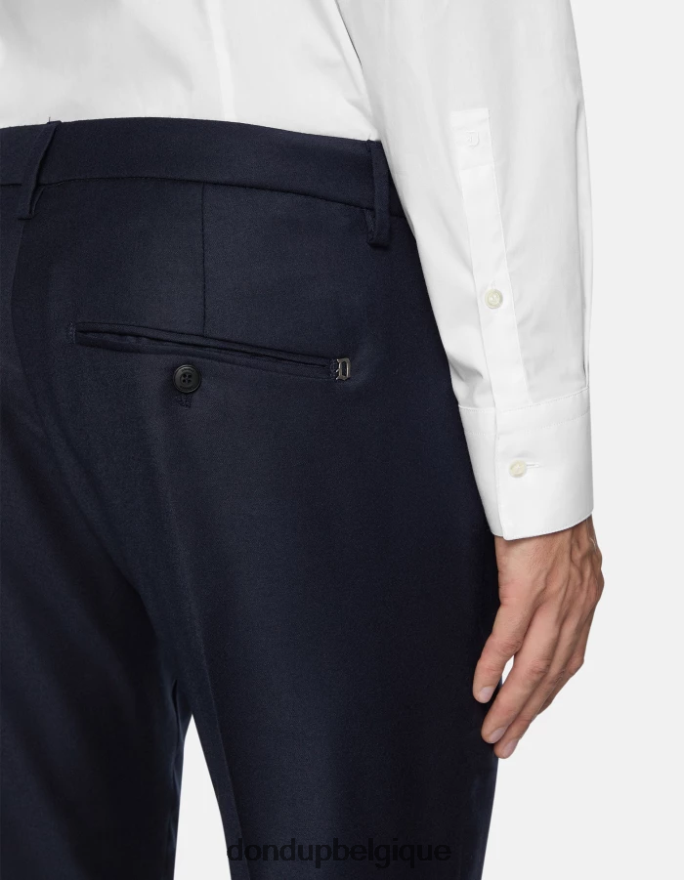 Hommes vêtements DONDUP bleu marine pantalon slim en flanelle gaubert 8826D0786