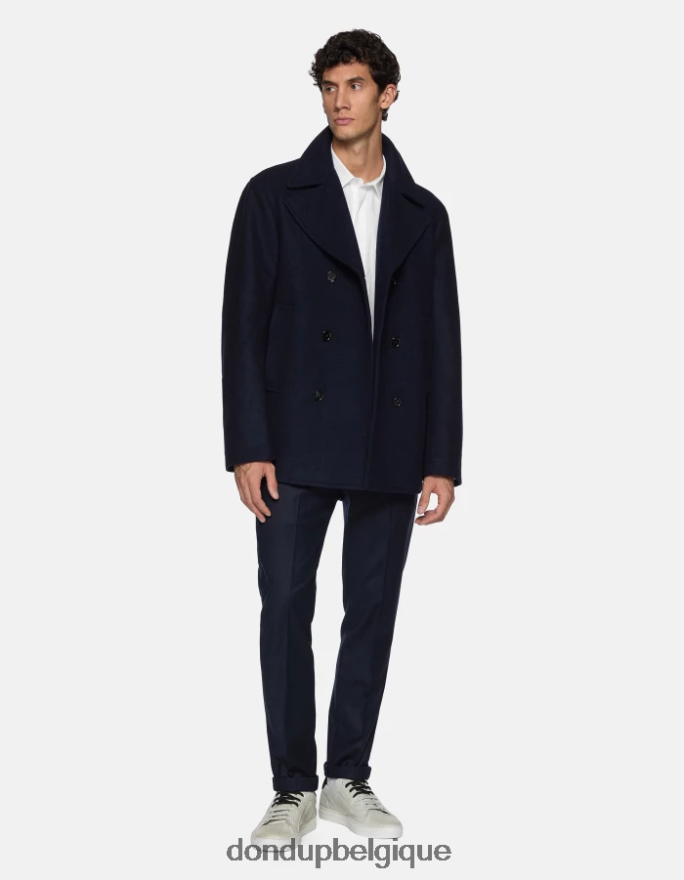 Hommes vêtements DONDUP bleu marine pantalon slim en flanelle gaubert 8826D0786