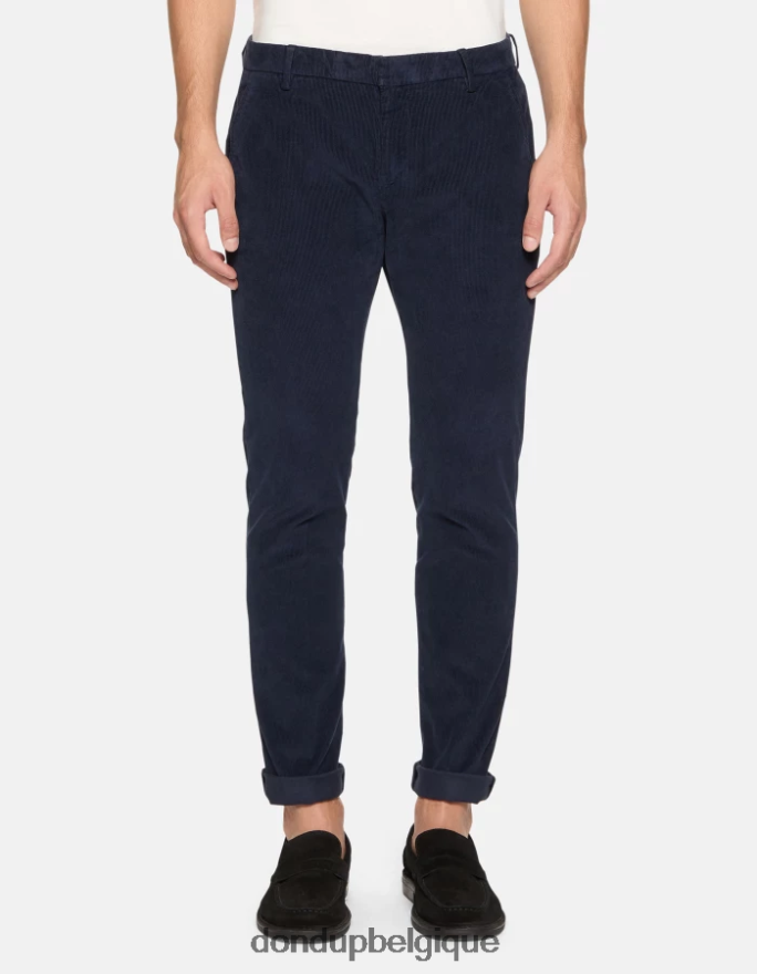 Hommes vêtements DONDUP bleu marine pantalon slim en velours gaubert 8826D0767