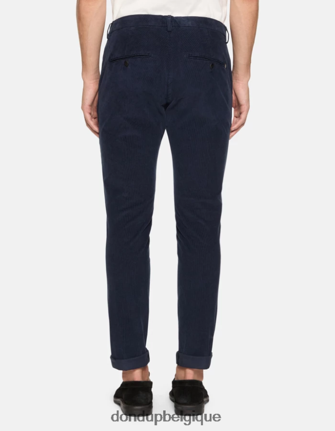 Hommes vêtements DONDUP bleu marine pantalon slim en velours gaubert 8826D0767