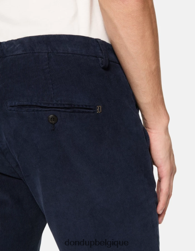 Hommes vêtements DONDUP bleu marine pantalon slim en velours gaubert 8826D0767
