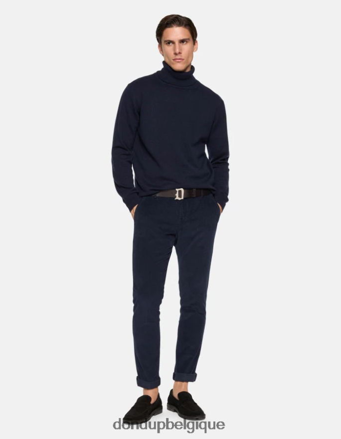 Hommes vêtements DONDUP bleu marine pantalon slim en velours gaubert 8826D0767