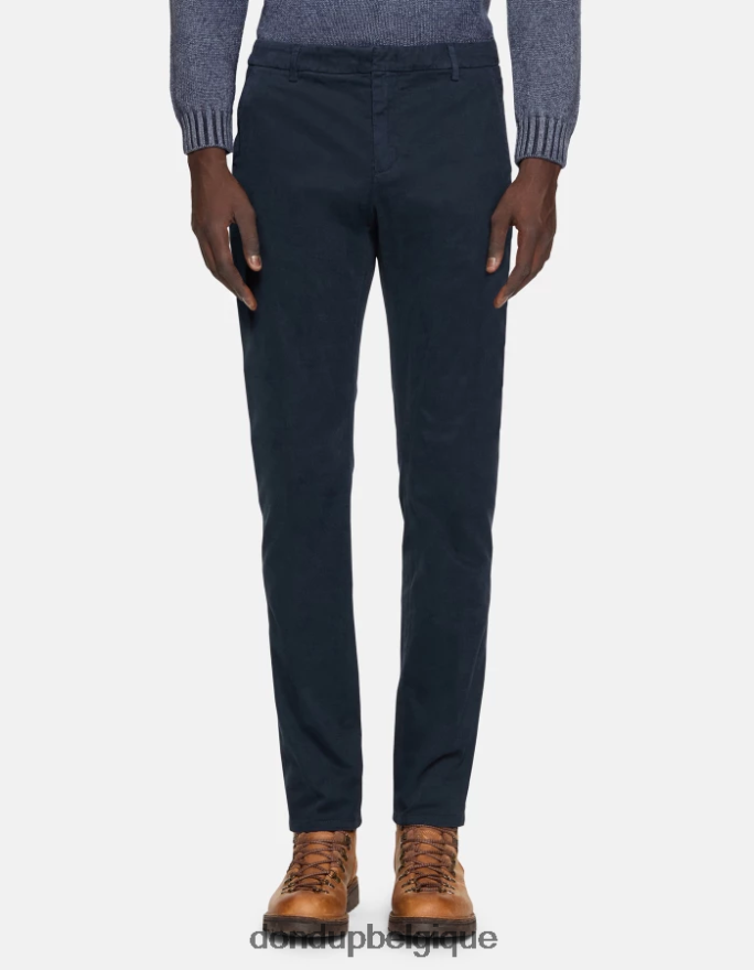 Hommes vêtements DONDUP bleu marine spiritissimo pantalon coupe classique en coton 8826D0757