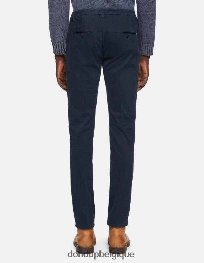 Hommes vêtements DONDUP bleu marine spiritissimo pantalon coupe classique en coton 8826D0757