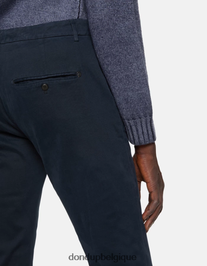Hommes vêtements DONDUP bleu marine spiritissimo pantalon coupe classique en coton 8826D0757