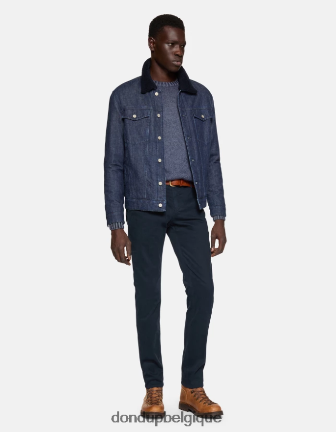 Hommes vêtements DONDUP bleu marine spiritissimo pantalon coupe classique en coton 8826D0757