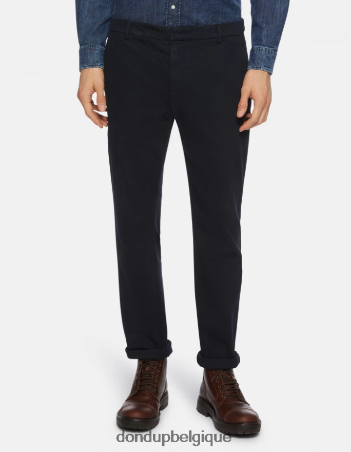 Hommes vêtements DONDUP bleu marine spiritissimo pantalon coupe classique en coton 8826D0777