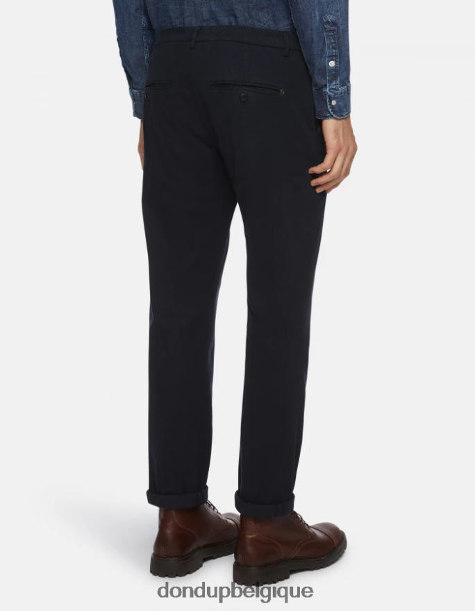 Hommes vêtements DONDUP bleu marine spiritissimo pantalon coupe classique en coton 8826D0777