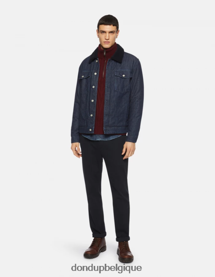 Hommes vêtements DONDUP bleu marine spiritissimo pantalon coupe classique en coton 8826D0777