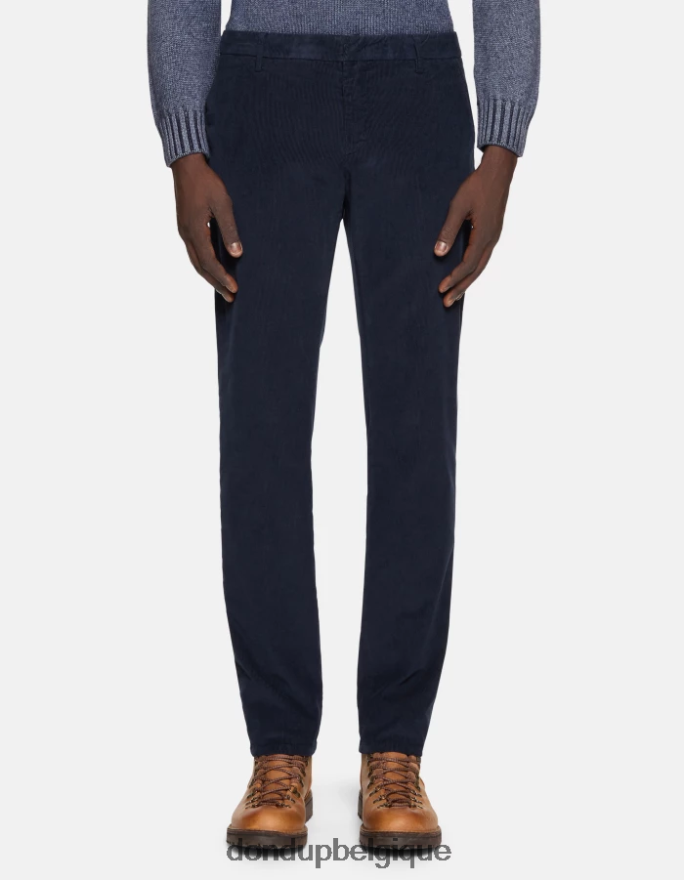 Hommes vêtements DONDUP bleu marine spiritissimo pantalon coupe classique en velours 8826D0720