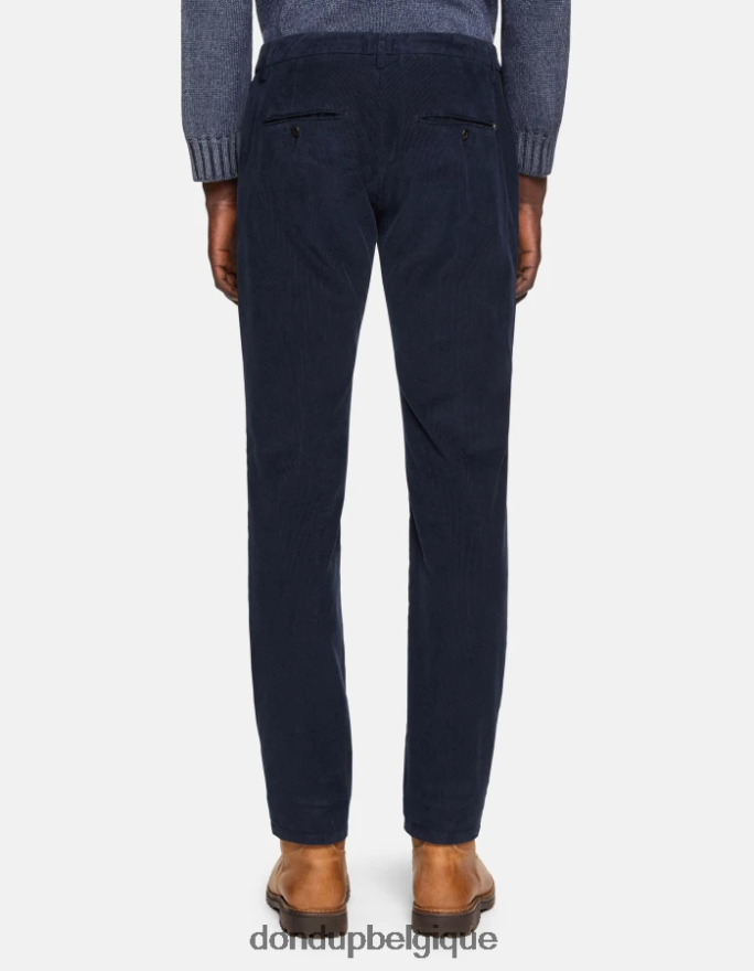 Hommes vêtements DONDUP bleu marine spiritissimo pantalon coupe classique en velours 8826D0720