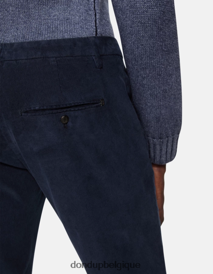 Hommes vêtements DONDUP bleu marine spiritissimo pantalon coupe classique en velours 8826D0720