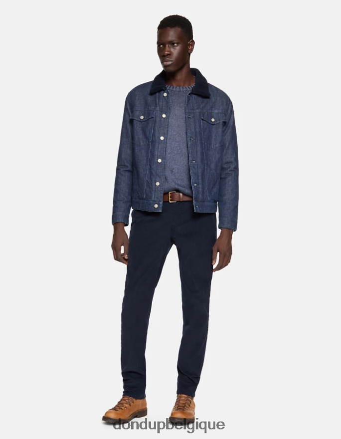 Hommes vêtements DONDUP bleu marine spiritissimo pantalon coupe classique en velours 8826D0720