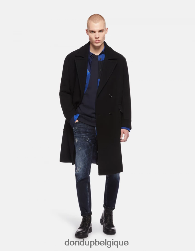 Hommes vêtements DONDUP bleu marine sweat-shirt coupe classique à col rond 8826D0837