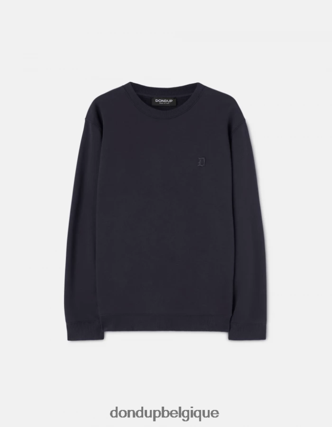 Hommes vêtements DONDUP bleu marine sweat-shirt coupe classique à col rond 8826D0837