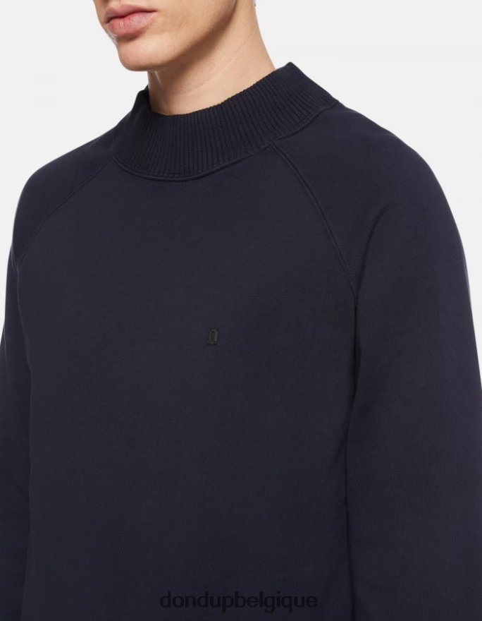 Hommes vêtements DONDUP bleu marine sweat-shirt coupe classique à col rond 8826D0838
