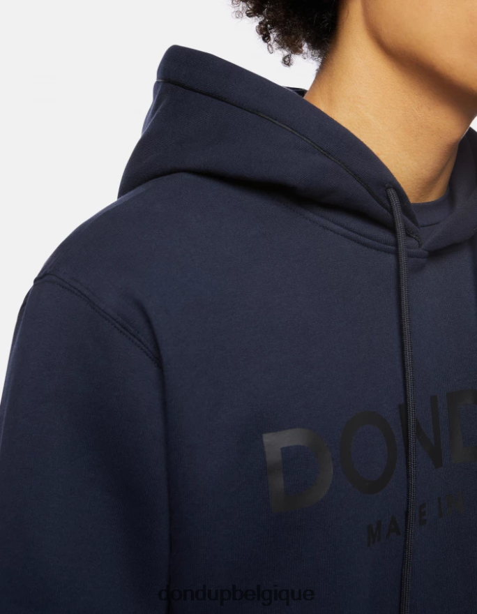 Hommes vêtements DONDUP bleu marine sweat à capuche coupe classique 8826D0823