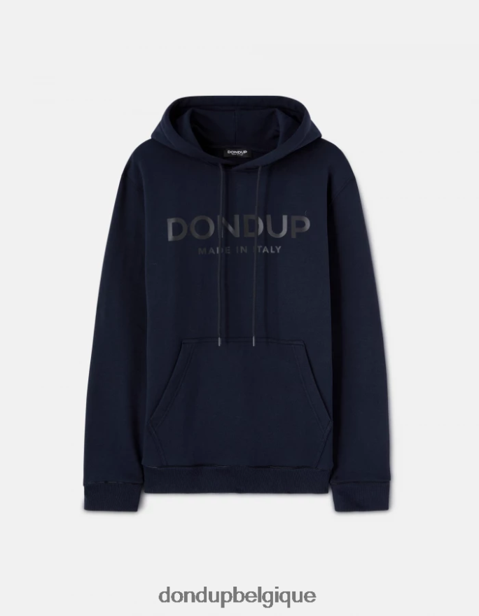 Hommes vêtements DONDUP bleu marine sweat à capuche coupe classique 8826D0823