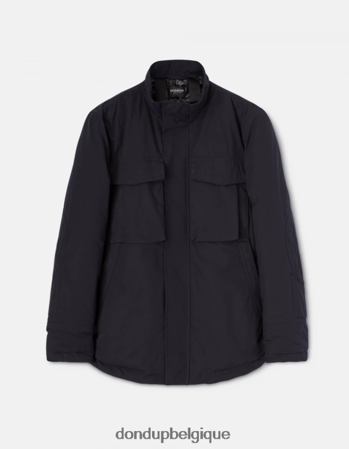 Hommes vêtements DONDUP bleu marine veste militaire coupe classique en tissu technique 8826D0908