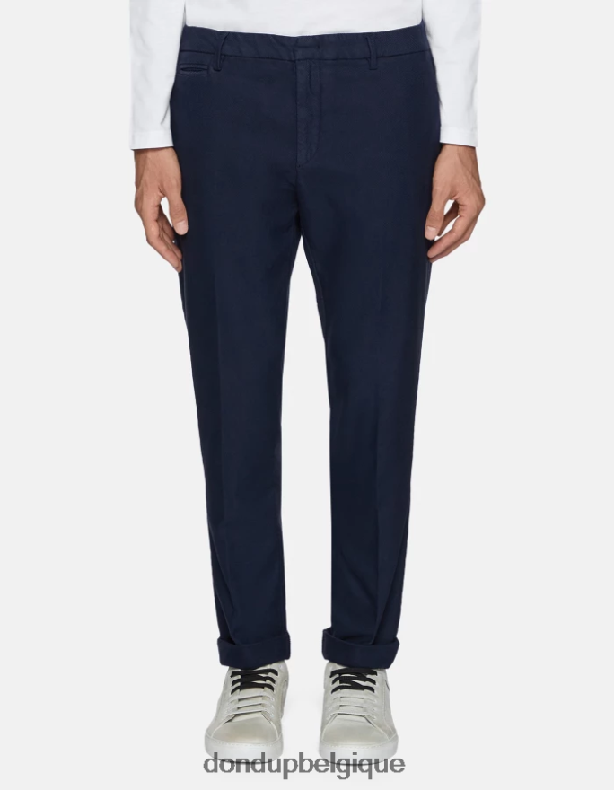 Hommes vêtements DONDUP bleu pantalon joe coupe carotte en coton 8826D0748