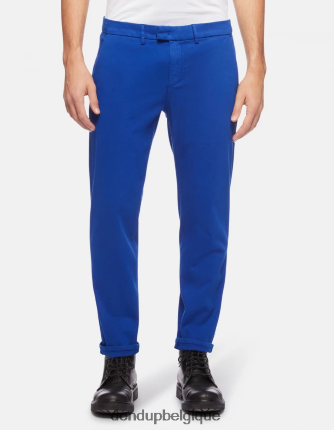 Hommes vêtements DONDUP bleu royal pantalon en satin coupe classique pablo 8826D0742