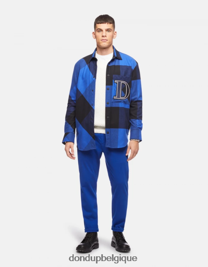 Hommes vêtements DONDUP bleu royal pantalon en satin coupe classique pablo 8826D0742