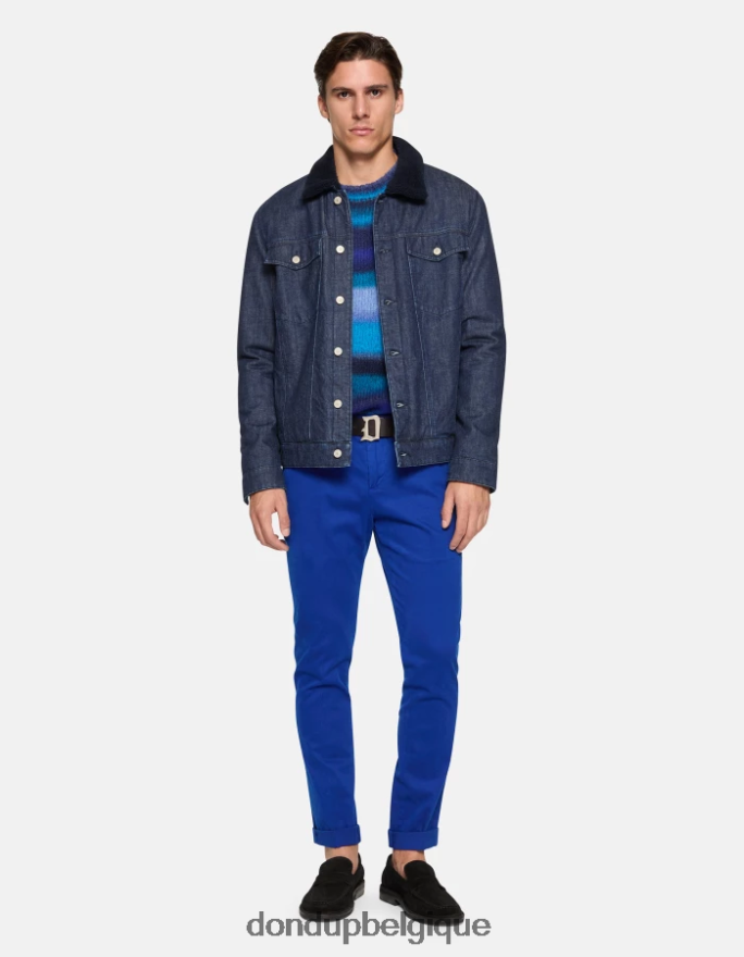 Hommes vêtements DONDUP bleu royal pantalon slim en coton gaubert 8826D0689