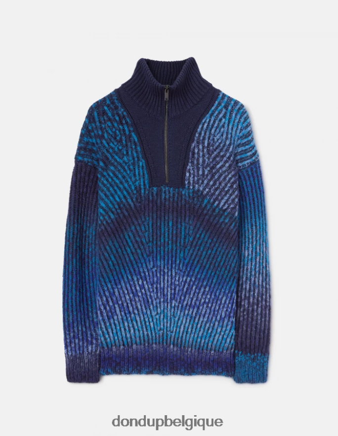 Hommes vêtements DONDUP bleu royal pull en laine coupe classique à col polo 8826D0878