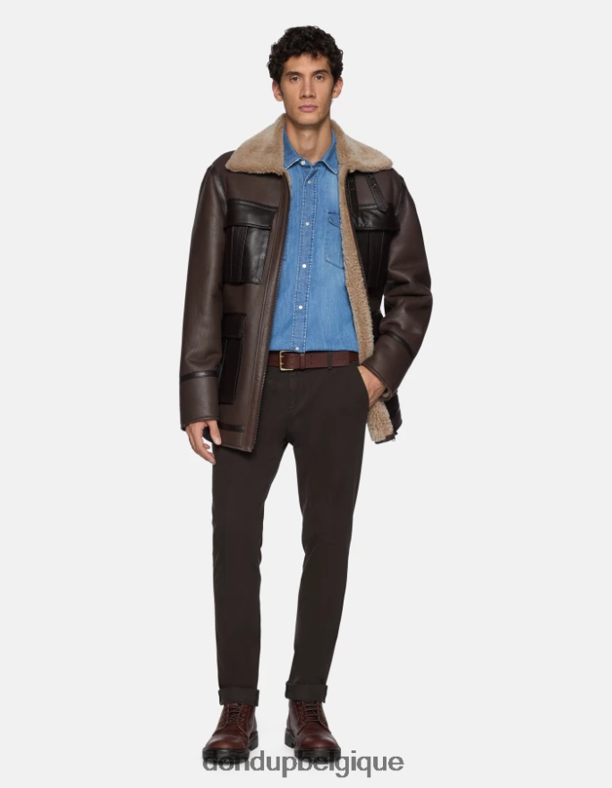 Hommes vêtements DONDUP castor pantalon slim fit en coton avec pinces gaubert 8826D0724
