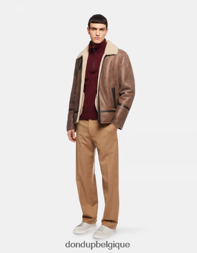 Hommes vêtements DONDUP chameau pantalon ample en flanelle louis 8826D0681