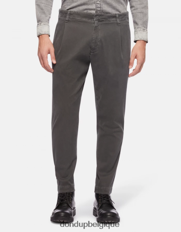 Hommes vêtements DONDUP fumée pantalon coupe carotte en coton ben 8826D0680