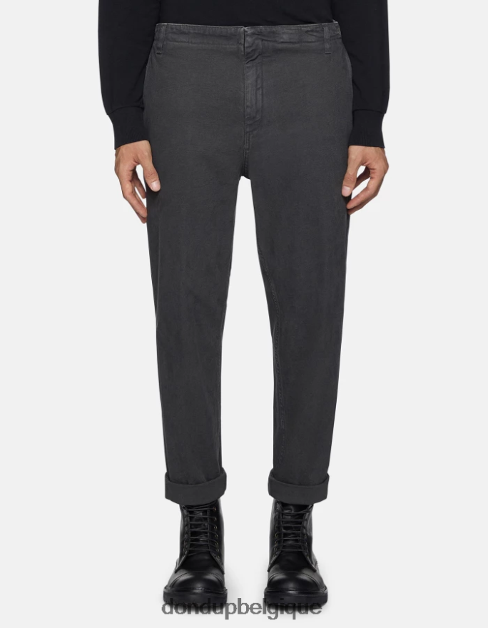 Hommes vêtements DONDUP fumée pantalon coupe carotte en coton zyan 8826D0750