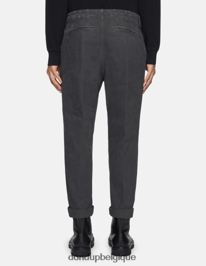 Hommes vêtements DONDUP fumée pantalon coupe carotte en coton zyan 8826D0750