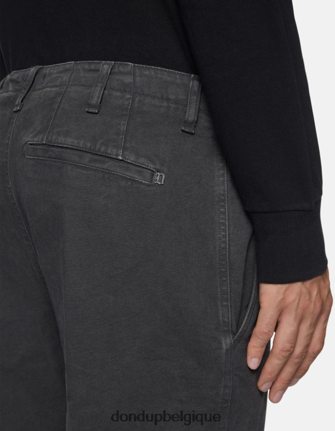 Hommes vêtements DONDUP fumée pantalon coupe carotte en coton zyan 8826D0750