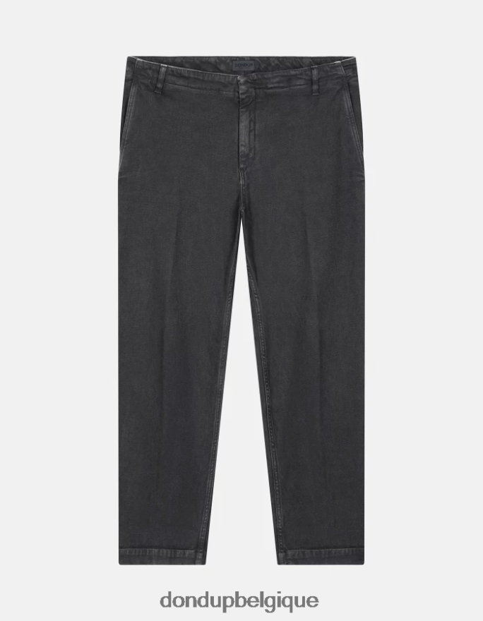 Hommes vêtements DONDUP fumée pantalon coupe carotte en coton zyan 8826D0750