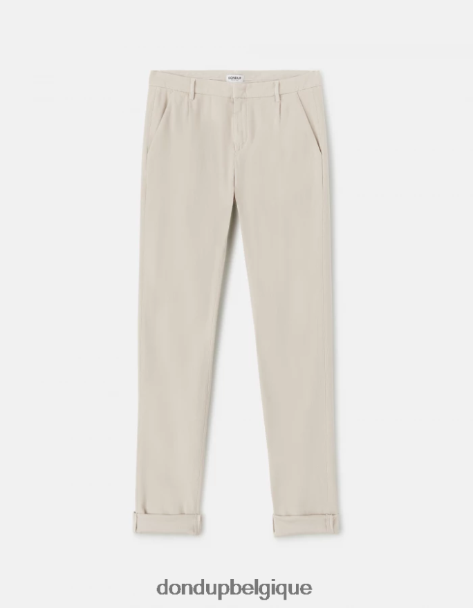 Hommes vêtements DONDUP gesso pantalon slim fit en coton avec pinces gaubert 8826D0722