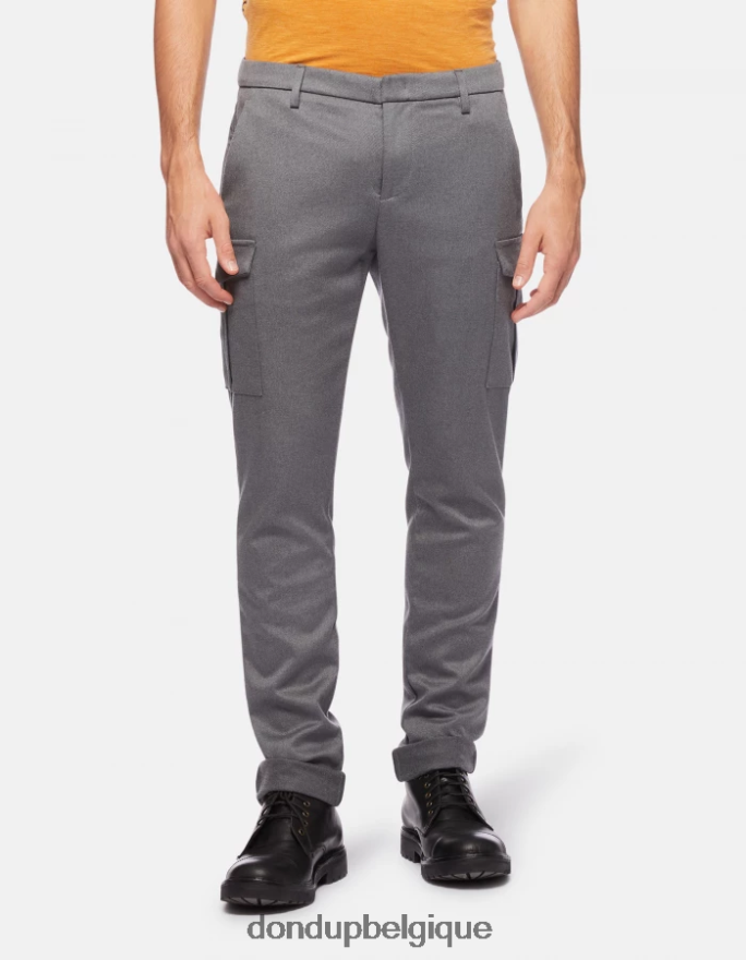 Hommes vêtements DONDUP gris Pantalon slim eddy en laine et coton 34 pouces 8826D0788