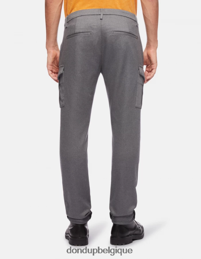 Hommes vêtements DONDUP gris Pantalon slim eddy en laine et coton 34 pouces 8826D0788
