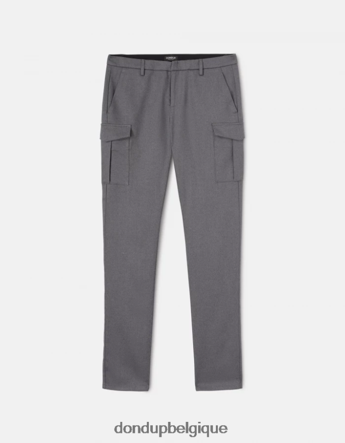 Hommes vêtements DONDUP gris Pantalon slim eddy en laine et coton 34 pouces 8826D0788