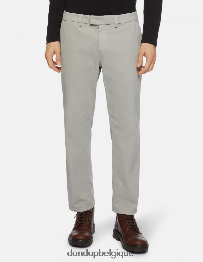 Hommes vêtements DONDUP gris clair pantalon pablo coupe classique en coton 8826D0712
