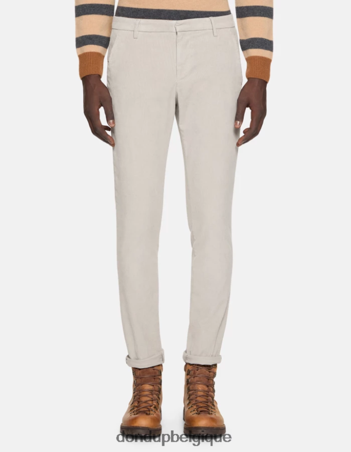 Hommes vêtements DONDUP gris clair pantalon slim en velours gaubert 8826D0768