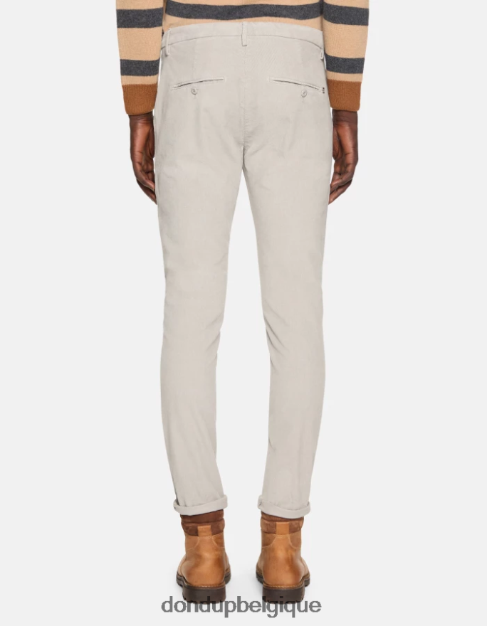Hommes vêtements DONDUP gris clair pantalon slim en velours gaubert 8826D0768