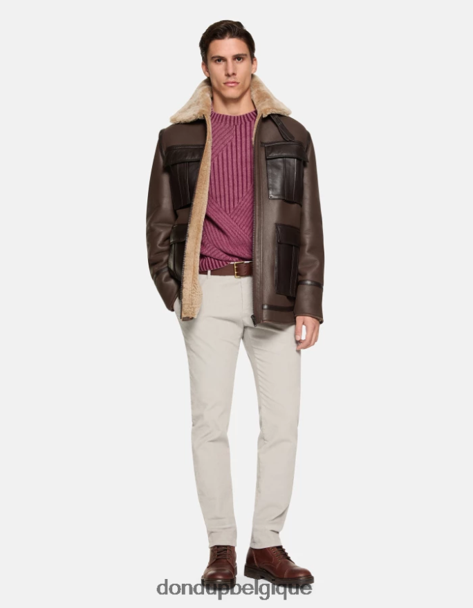 Hommes vêtements DONDUP gris clair spiritissimo pantalon coupe classique en velours 8826D0718