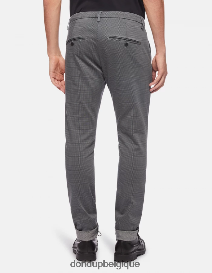 Hommes vêtements DONDUP gris pantalon slim fit gaubert en coton imprimé 8826D0773